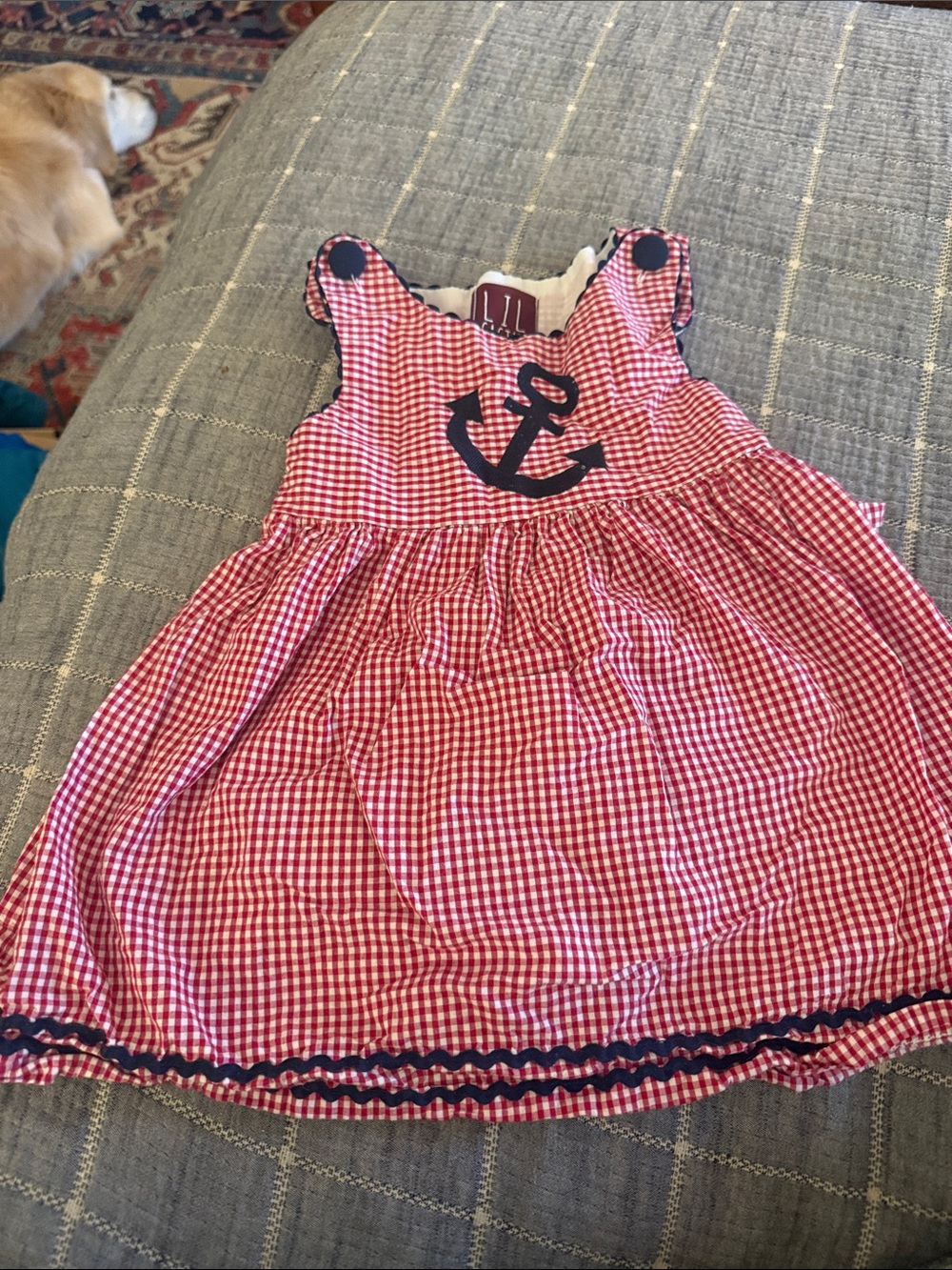 Red Gingham Anchor Sundress for Girls